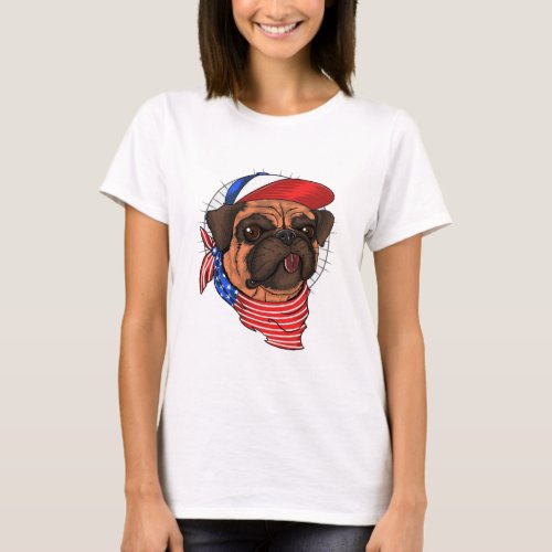 Patriotic Pug T_Shirt