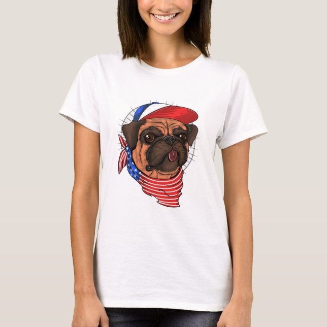Patriotic Pug T-Shirt (Front)