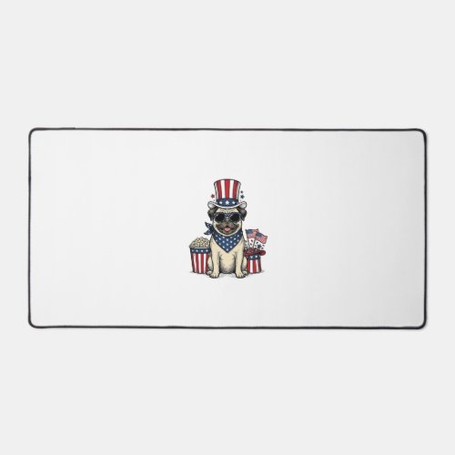 Patriotic Pug Vintage Engraving Dog Shirt Design_1 Desk Mat