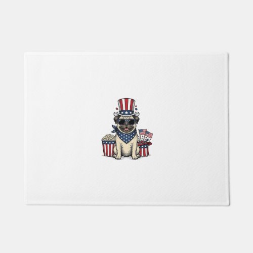 Patriotic Pug Vintage Engraving Dog Shirt Design_1 Doormat