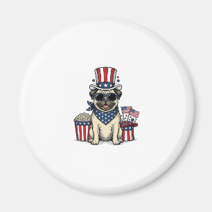 Patriotic Pug Vintage Engraving Dog Shirt Design_1 Magnet