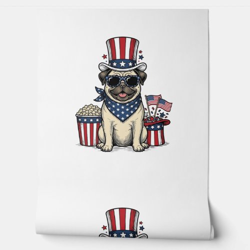 Patriotic Pug Vintage Engraving Dog Shirt Design_1 Wallpaper