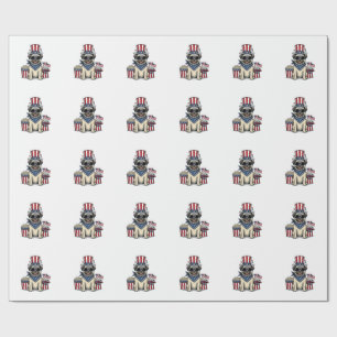 Patriotic Pug Vintage Engraving Dog Shirt Design_1 Wrapping Paper