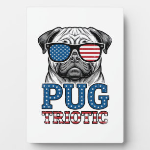 Patriotic Pug Vintage Engraving Shirt Design_1 Plaque