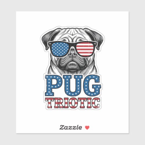 Patriotic Pug Vintage Engraving Shirt Design_1 Sticker