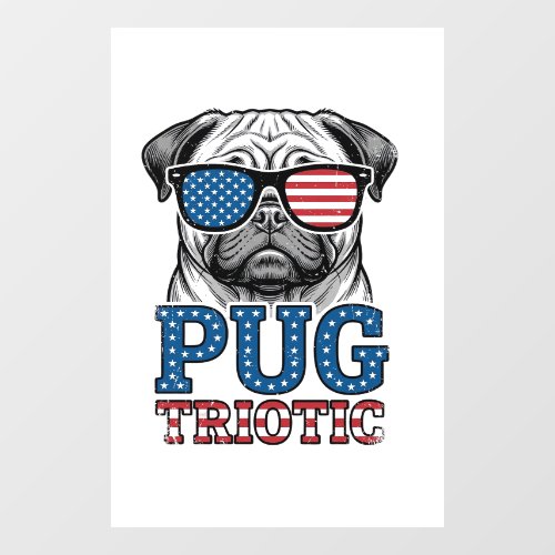 Patriotic Pug Vintage Engraving Shirt Design_1 Window Cling