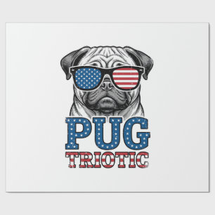 Patriotic Pug Vintage Engraving Shirt Design_1 Wrapping Paper