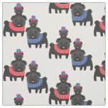 Patriotic Pugs - Black  Fabric