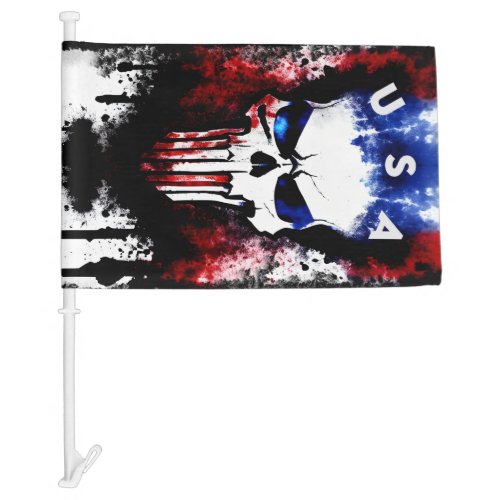 Patriotic Punisher USA Car Flag
