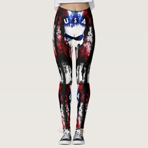 Patriotic Punisher USA Leggings