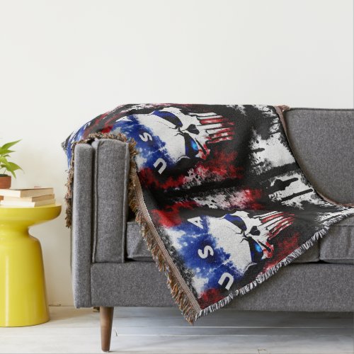 Patriotic Punisher USA  Throw Blanket