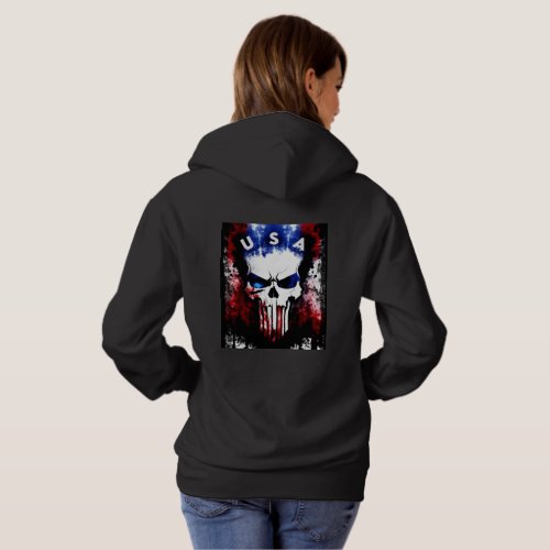 Patriotic Punisher USA Womens Hoodie