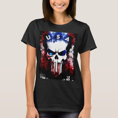 Patriotic Punisher USA Womens T_Shirt