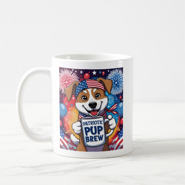 Patriotic Pup Brew Coffee Mug (Left)