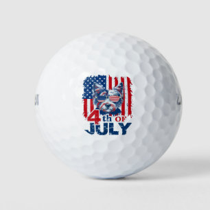Patriotic Pup Celebrate 4th July Independence Day Golf Balls