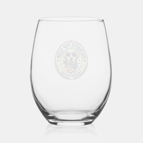 Patriotic Pup Club Patriotic Patriotic Pet Breed V Stemless Wine Glass