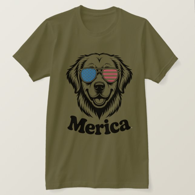 "Patriotic Pup in Shades – 4th of July Dog Pride!" T-Shirt (Design Front)