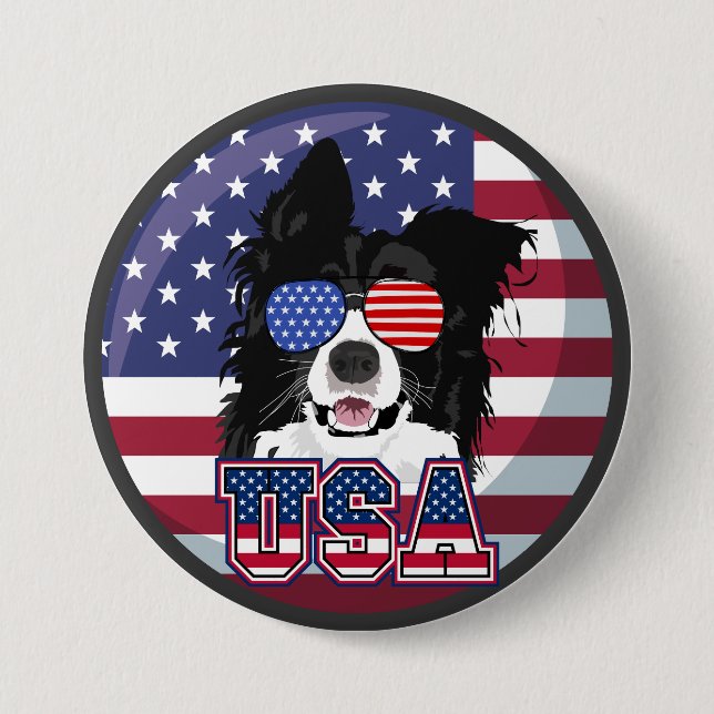Patriotic Pup USA Button (Front)