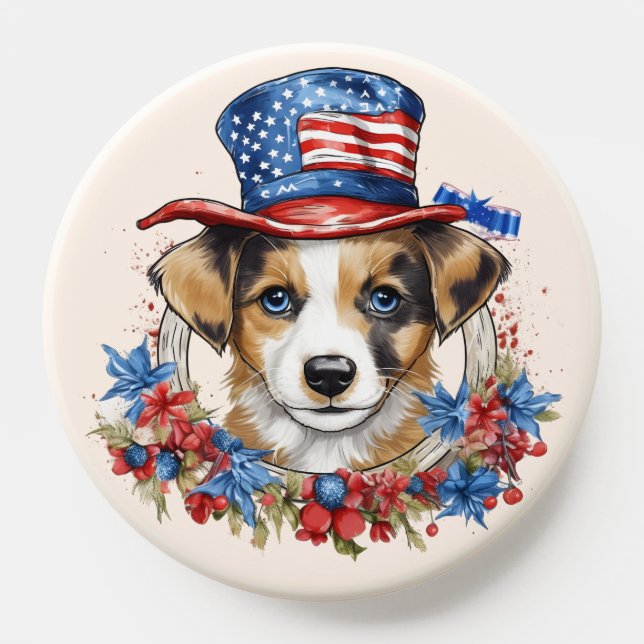 Patriotic Puppy 4th of July USA Independence Day PopSocket (Popsocket)