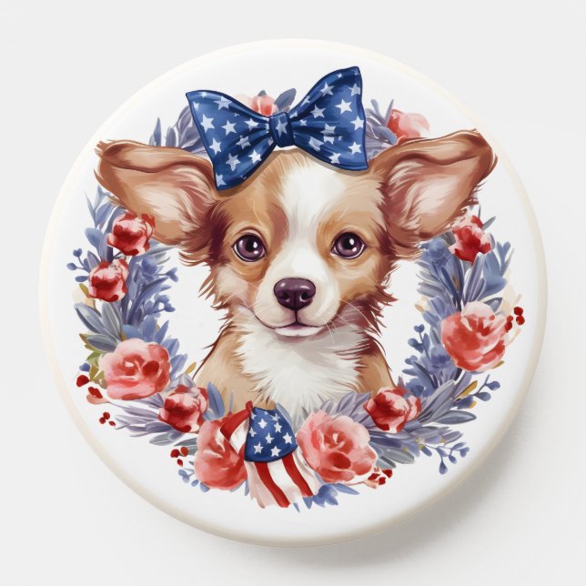 Patriotic Puppy 4th of July USA Independence Day PopSocket (Popsocket)