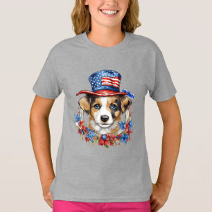 Patriotic Puppy 4th of July USA Independence Day T-Shirt