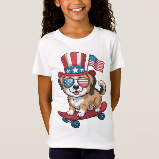 Patriotic Puppy on a Skateboard T-Shirt
