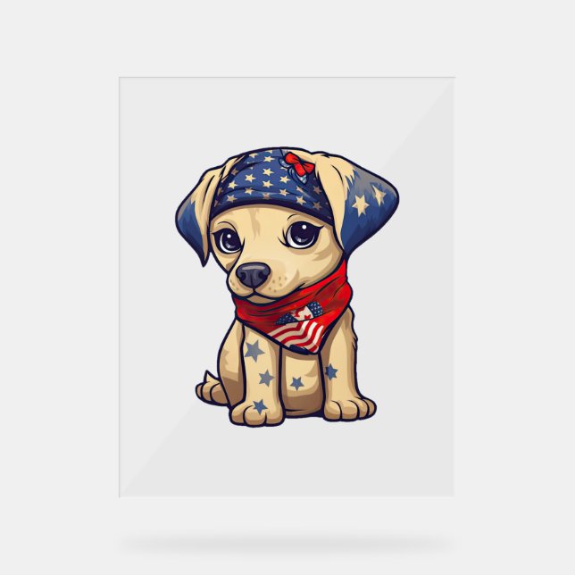 Patriotic Puppy - Style 12  Acrylic Sign (Front)
