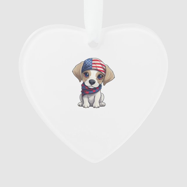 Patriotic Puppy - Style 14  Ornament (Front)