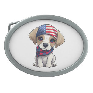 Patriotic Puppy - Style 4 Belt Buckle