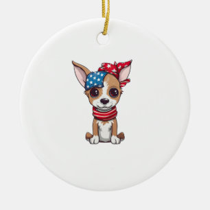 Patriotic Puppy - Style 4 Ceramic Ornament