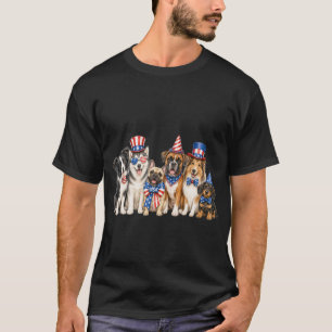 Patriotic Pups USA Independence Day Dogs T-Shirt