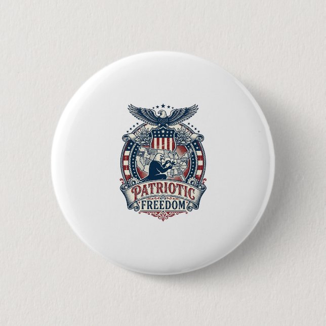 Patriotic Puzzle Lover Vector Graphic Tee Button (Front)