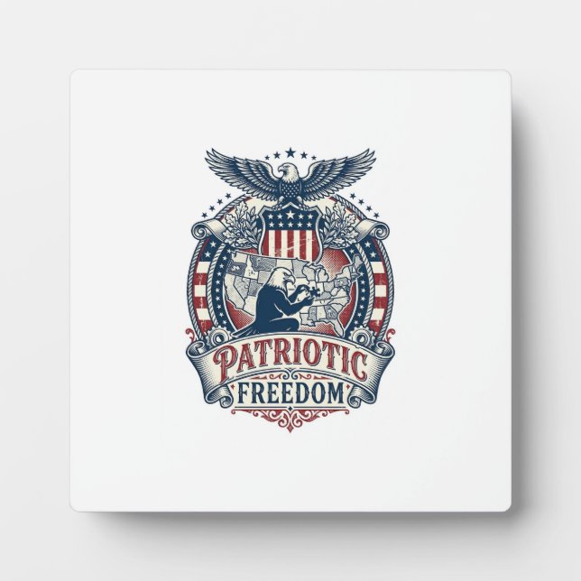Patriotic Puzzle Lover Vector Graphic Tee Plaque (Front)