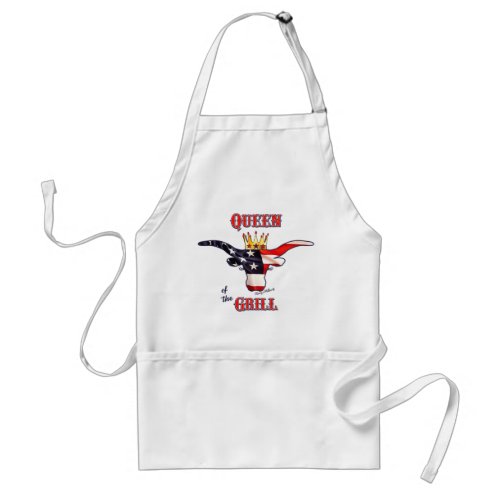 Patriotic _Queen Of The Grill _ Steer Adult Apron