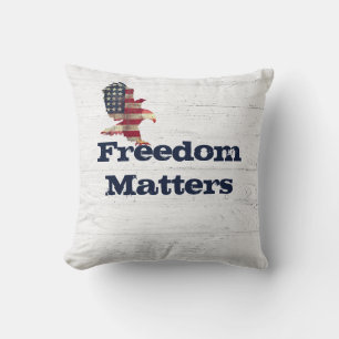 Patriotic Quote with Flag Eagle Throw Pillow