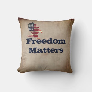 Patriotic Quote with Flag Eagle Throw Pillow