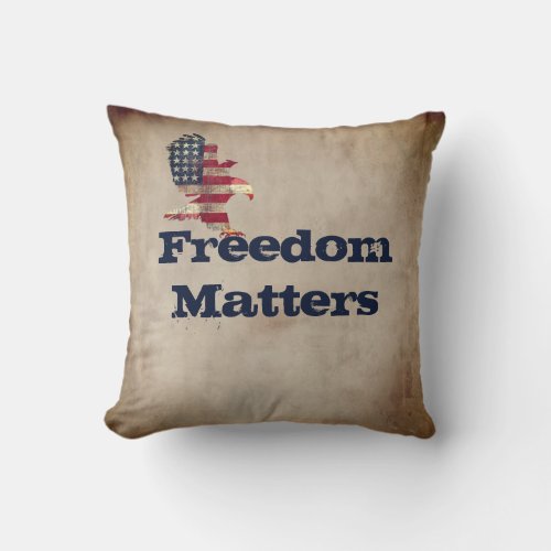Patriotic Quote with Flag Eagle Throw Pillow