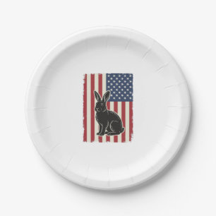 Patriotic Rabbit American Flag Vintage Engraving S Paper Plates