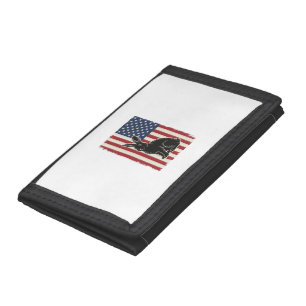 Patriotic Rabbit American Flag Vintage Engraving S Trifold Wallet