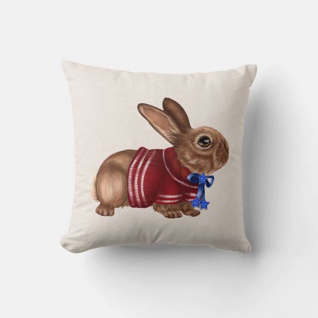 Patriotic Rabbit throw Pillow (Front)