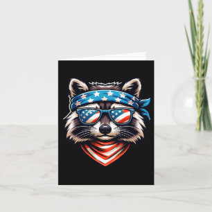 Patriotic Raccoon 4th Of July American Flag Trash Card