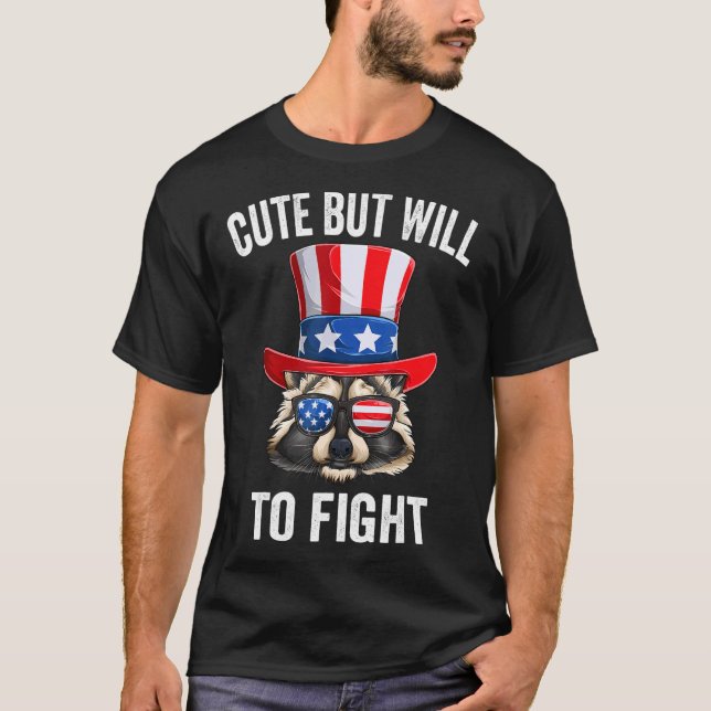 Patriotic Raccoon American Flag Usa 4th Of July Wo T-Shirt (Front)