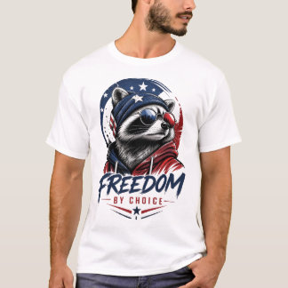 Patriotic Raccoon Freedom Graphic T-Shirt