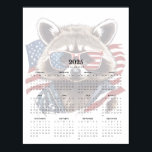 Patriotic Raccoon Red White Blue 2025 Calendar Poster<br><div class="desc">2025 Patriotic Raccoon Calendar – Stars, Stripes, and Cool Vibes. Show off your love for raccoons and country with this unique 2025 one-page calendar! Featuring a subdued illustration of a cool raccoon decked out in red, white, and blue with sunglasses, this design is perfect for adding a patriotic touch to...</div>