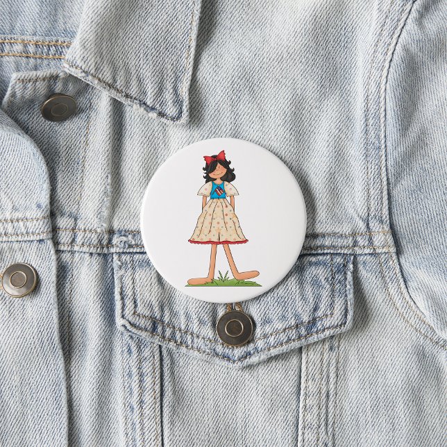 Patriotic Rag Doll Girl Americana Folk  Button (Creator Uploaded)