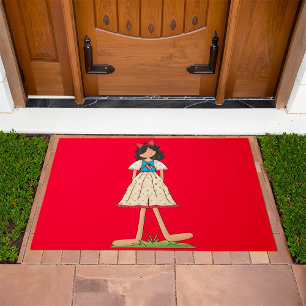 Patriotic Rag Doll Girl Americana Folk Doormat