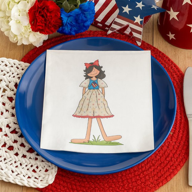 Patriotic Rag Doll Girl Americana Folk Napkins (Creator Uploaded)