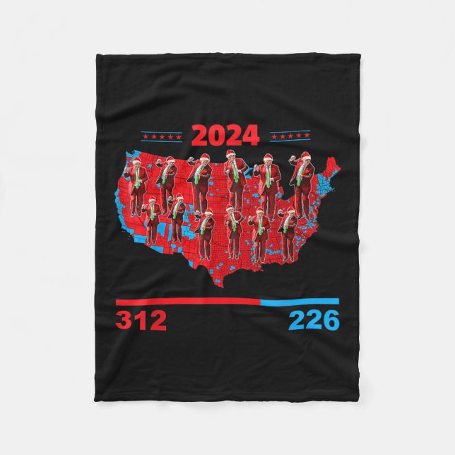 Patriotic Red And Blue Map County Election Map Fun Fleece Blanket (Front)