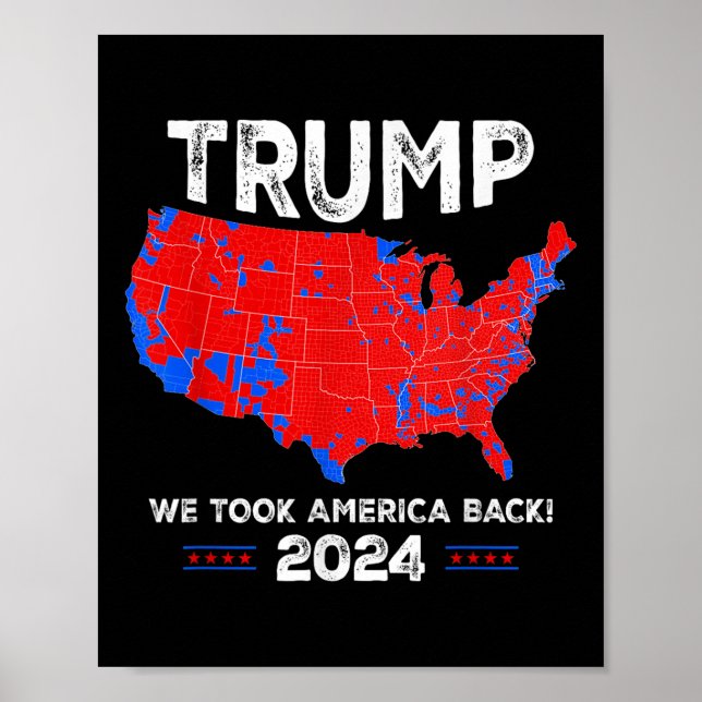 Patriotic Red And Blue Map, Donald Trump, We Won 2 Poster (Front)