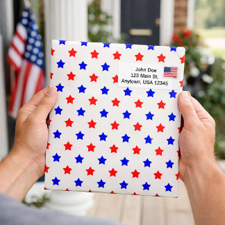 Patriotic Red and Blue Star Pattern Envelope Mailers